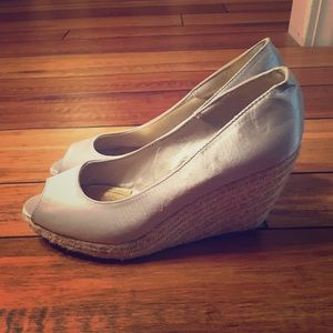 NEW h&m metallic open toe espadrilles wedges.
